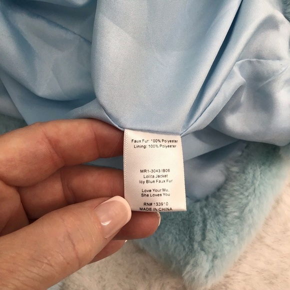 Show Me Your MuMu Women’s Lolita Faux Fur Jacket Revolve Ice Blue Size XS - Picture 10 of 11